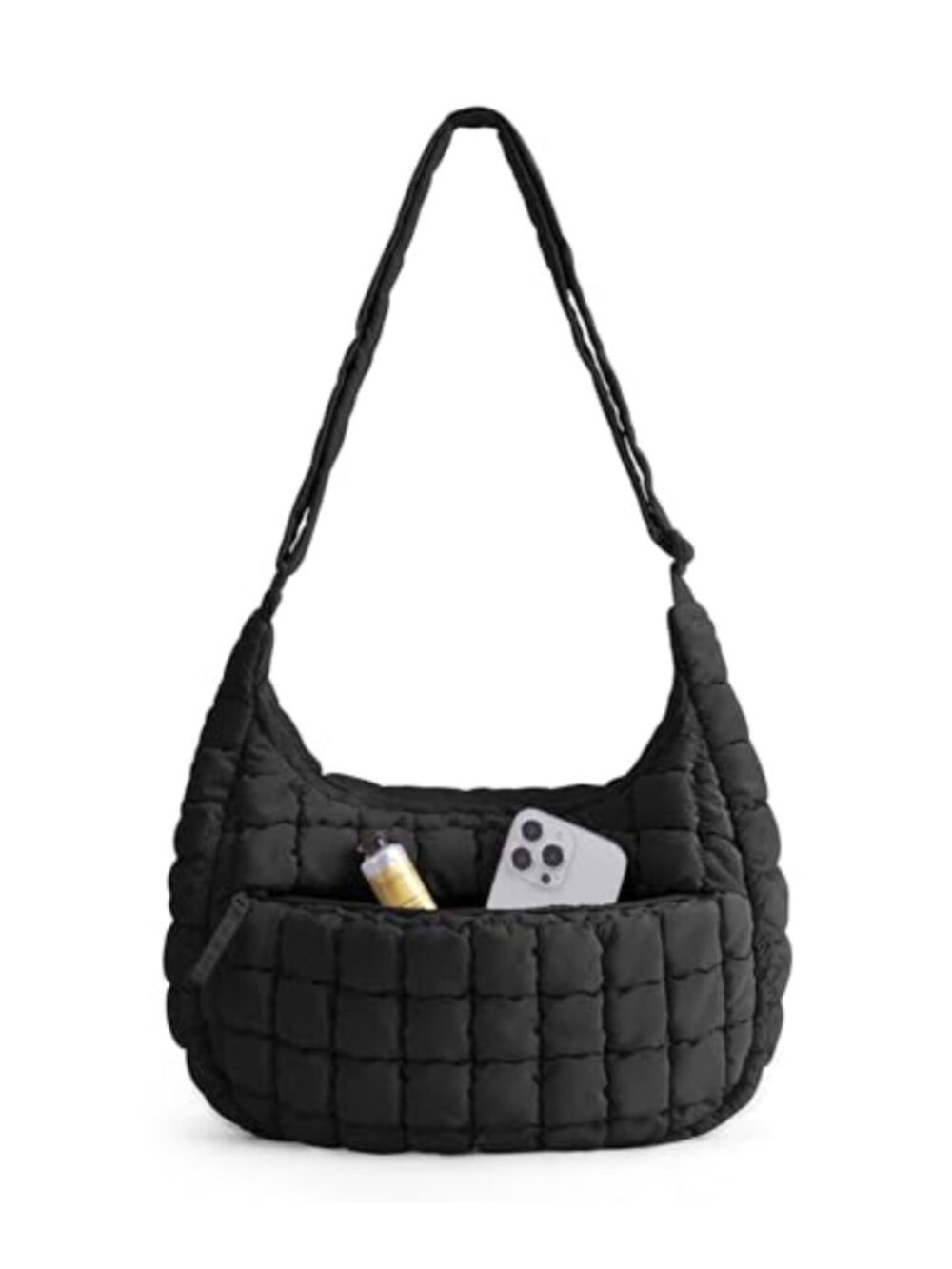 Quilted Puffy Crossbody Bag for Women, Lightweight Shoulder Bag with Adjustable